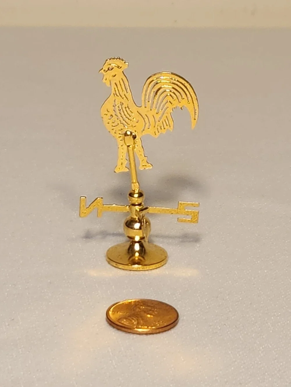 Vintage Miniature Dollhouse Brass Pieces 1:12 Scale Pedastol Clock, Calculator